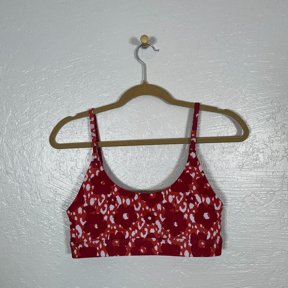 All Fenix Women L Orange Red White Floral Sports Bra Adjustable No Pads Athletic